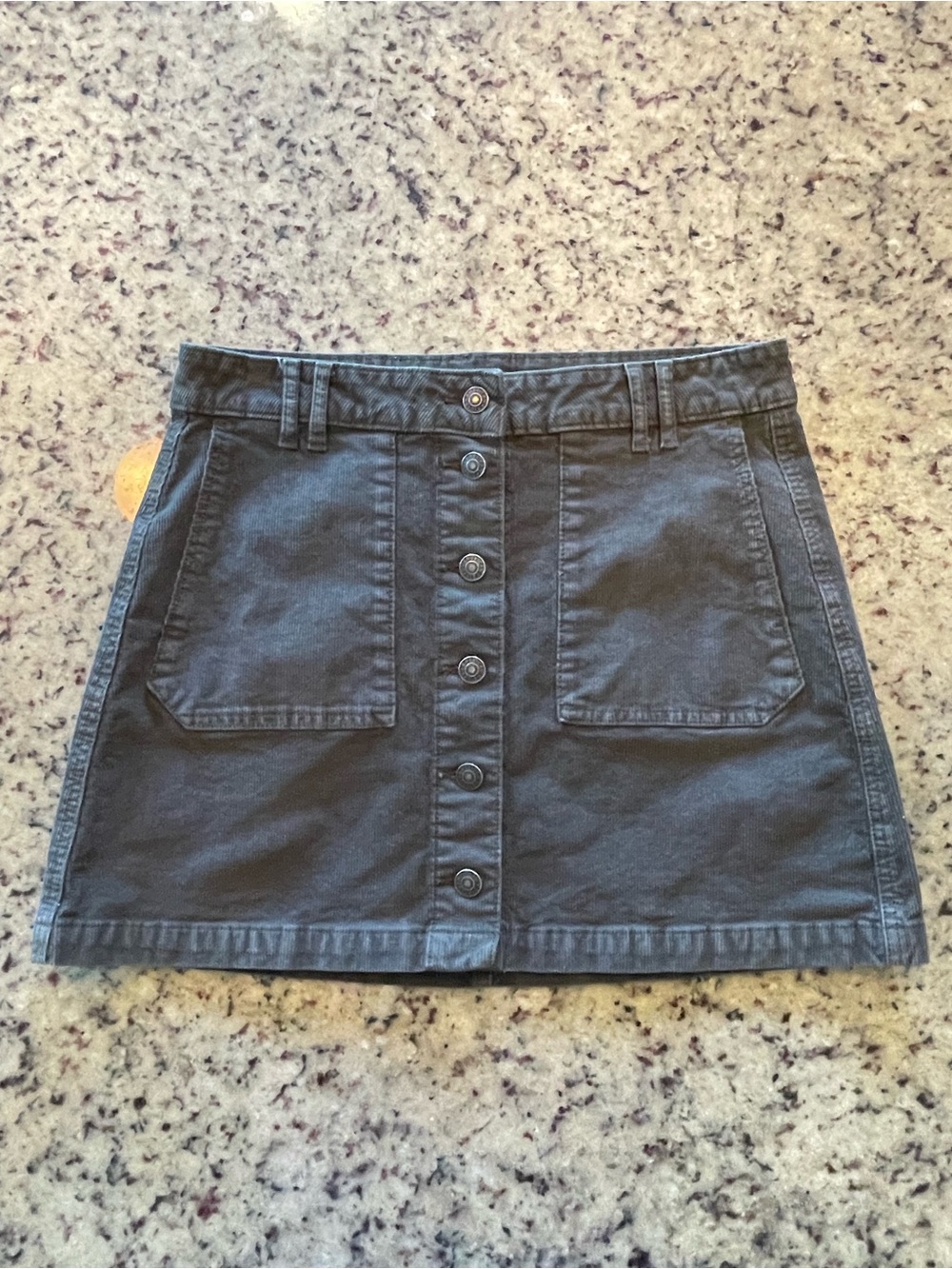 Button-Front corduroy Mini Skirt in Charcoal 8